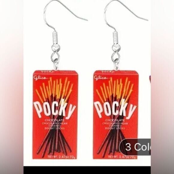 NWT Novelty Earrings - Acrylic Design Pocky Dangle Earrings - Picture 1 of 3